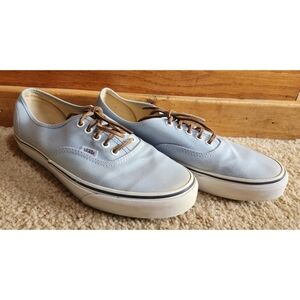 Mens Size 9.5 Blue Canvas Vans with Leather Laces